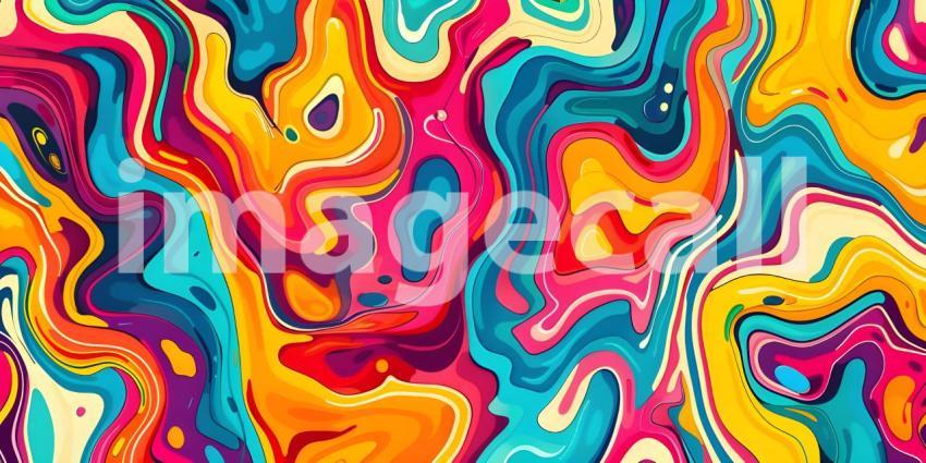 Colorful Seamless retro style groovy psychedelic background - Ai Generated