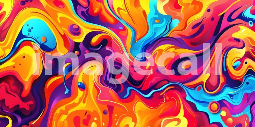 Colorful Seamless retro style groovy psychedelic background - Ai Generated