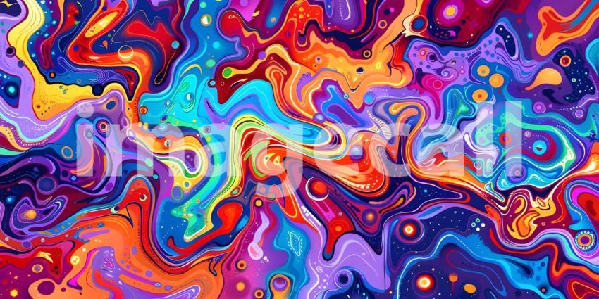 Colorful Seamless retro style groovy psychedelic background - Ai Generated