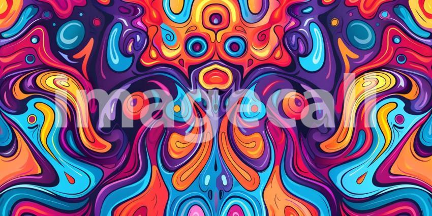 Colorful Seamless retro style groovy psychedelic background - Ai Generated