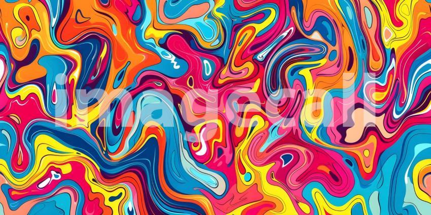 Colorful Seamless retro style groovy psychedelic background - Ai Generated