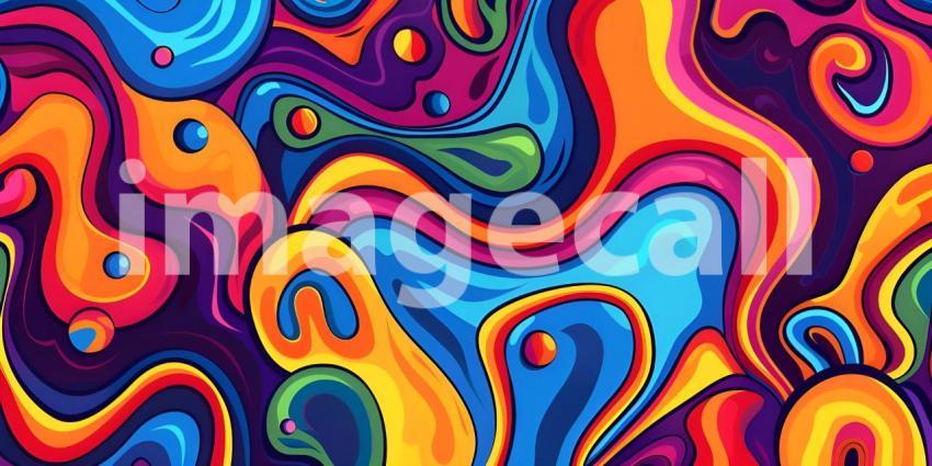 Colorful Seamless retro style groovy psychedelic background - Ai Generated