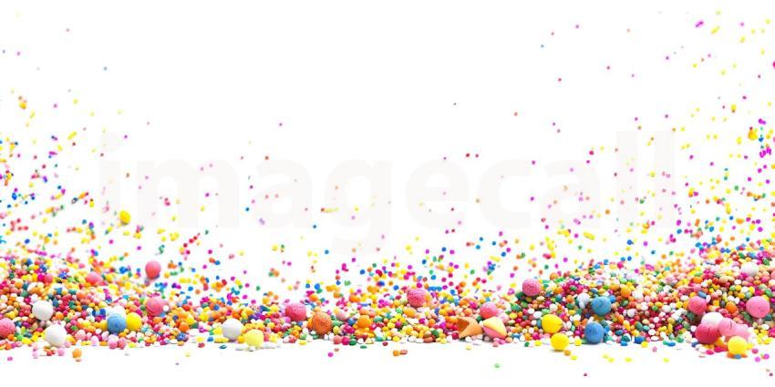 Colorful sprinkles with copy space on white background - Ai Generated