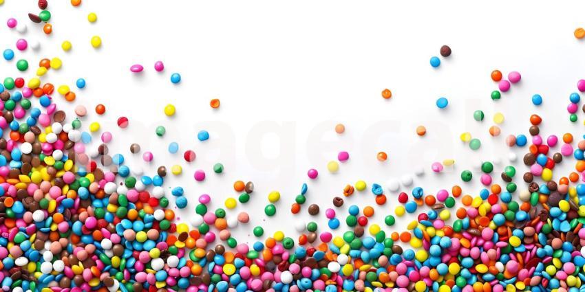 Colorful sprinkles with copy space on white background - Ai Generated