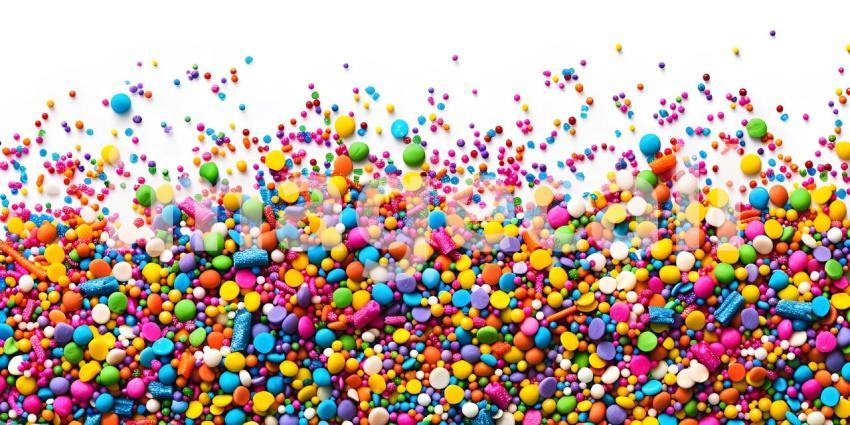 Colorful sprinkles with copy space on white background - Ai Generated