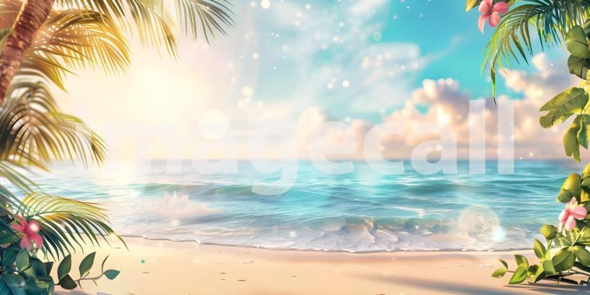 Colorful summer background with copy space background - Ai Generated