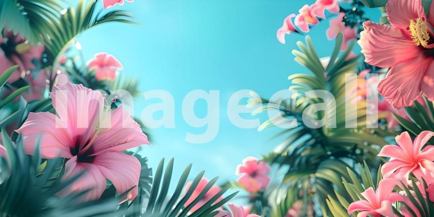Colorful summer background with copy space background - Ai Generated