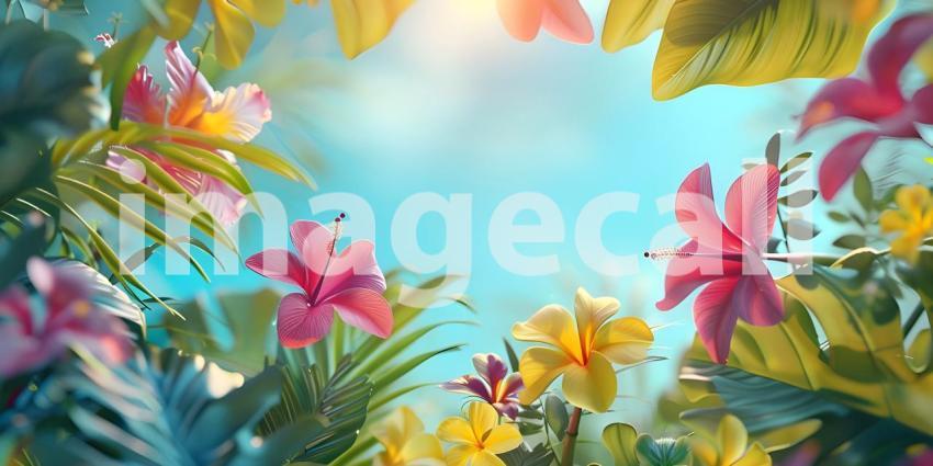 Colorful summer background with copy space background - Ai Generated