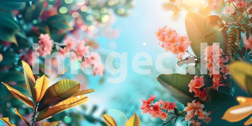 Colorful summer background with copy space background - Ai Generated