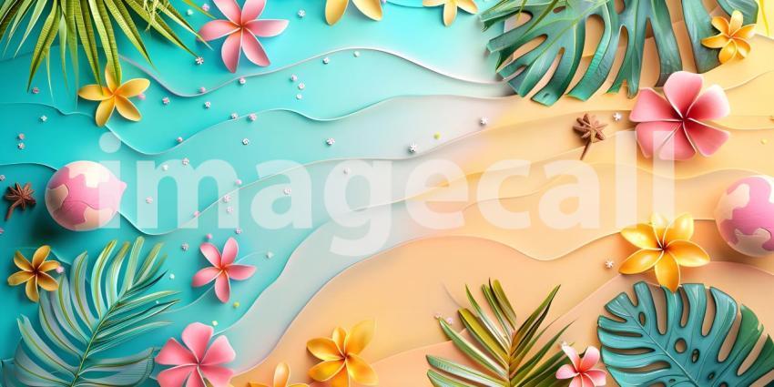 Colorful summer background with copy space background - Ai Generated