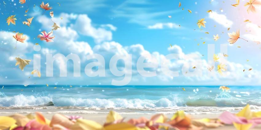 Colorful summer background with copy space background - Ai Generated