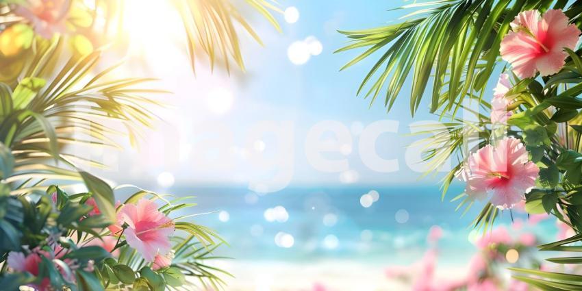 Colorful summer background with copy space background - Ai Generated