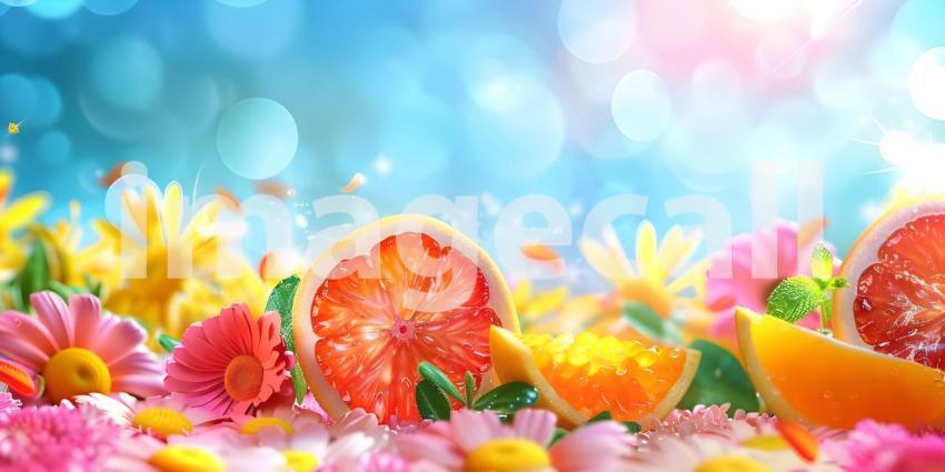 Colorful summer background with copy space background - Ai Generated