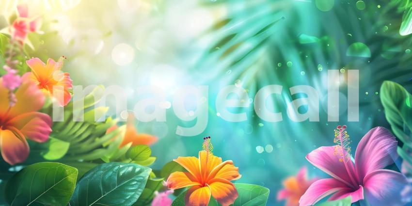 Colorful summer background with copy space background - Ai Generated