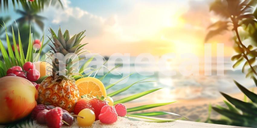 Colorful summer background with copy space background - Ai Generated