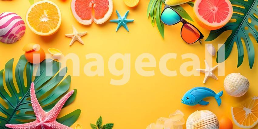 Colorful summer background with copy space background - Ai Generated
