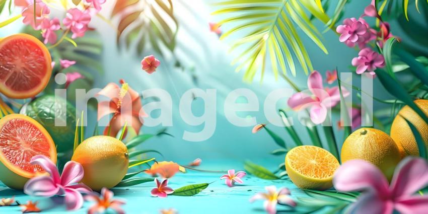 Colorful summer background with copy space background - Ai Generated