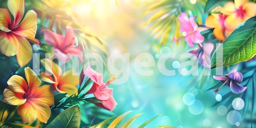 Colorful summer background with copy space background - Ai Generated