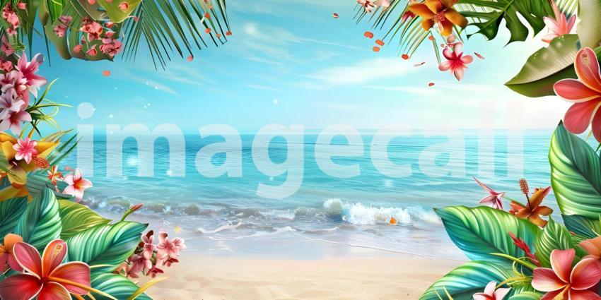 Colorful summer background with copy space background - Ai Generated