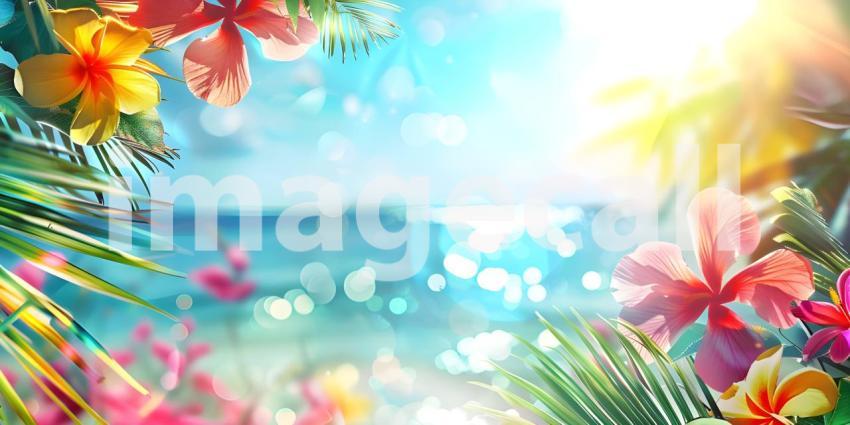 Colorful summer background with copy space background - Ai Generated