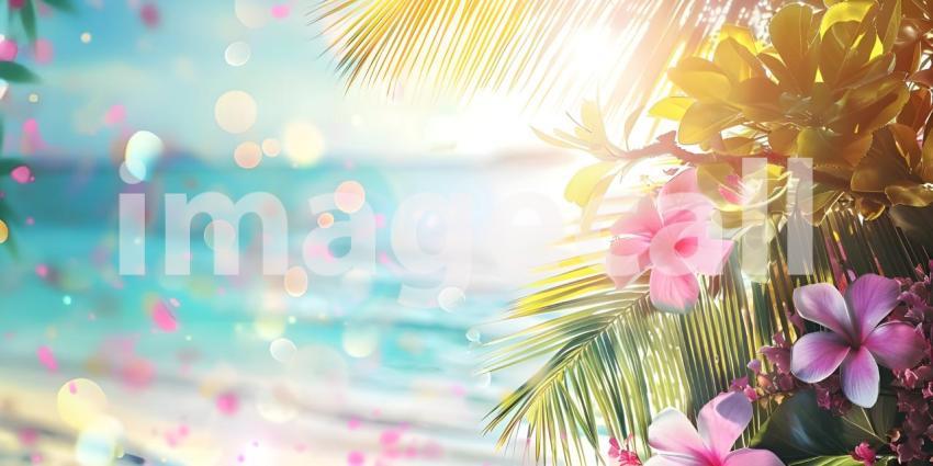 Colorful summer background with copy space background - Ai Generated