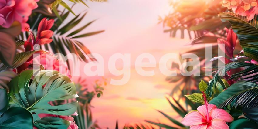 Colorful summer background with copy space background - Ai Generated