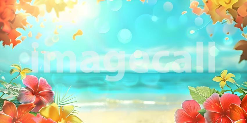 Colorful summer background with copy space background - Ai Generated