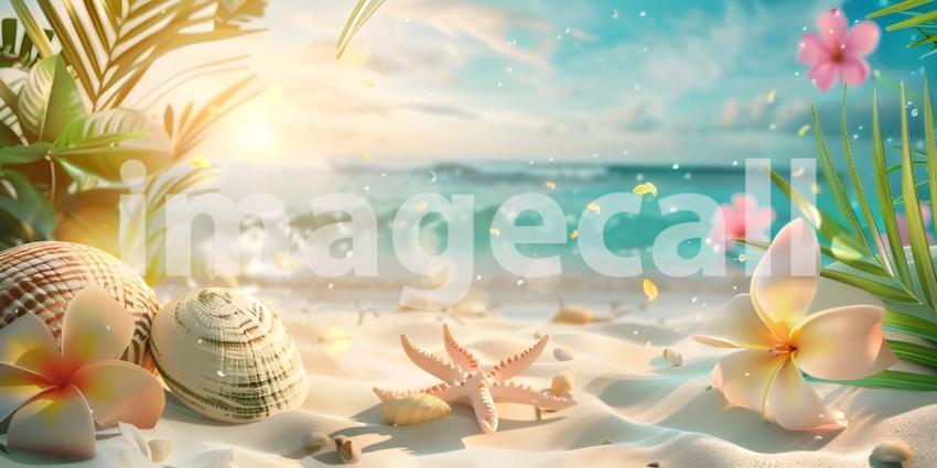 Colorful summer background with copy space background - Ai Generated