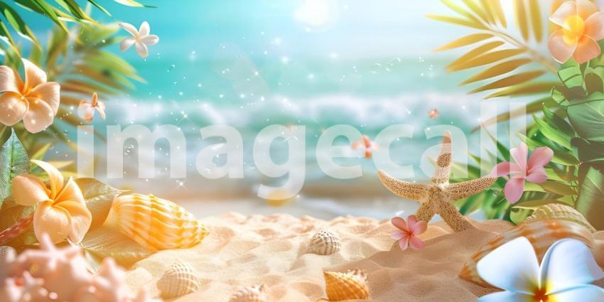 Colorful summer background with copy space background - Ai Generated
