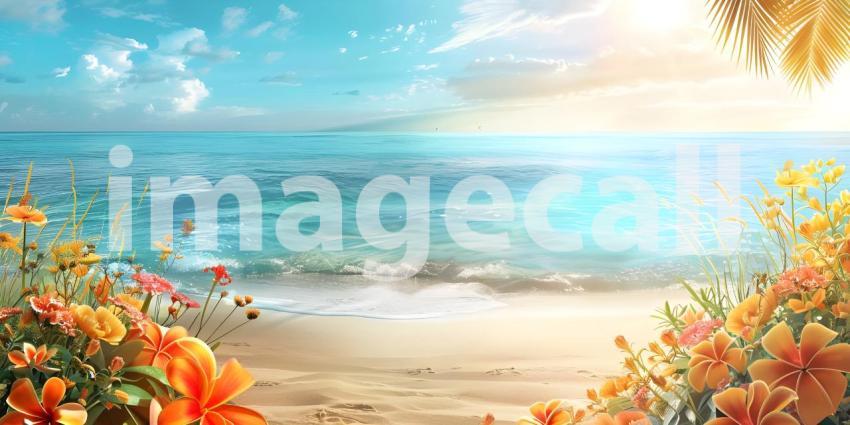 Colorful summer background with copy space background - Ai Generated