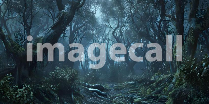 Dark forest Mysterious background - Ai Generated