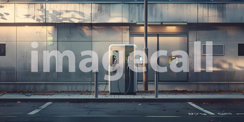EV charging station for electric car on solid background - Ai Generated