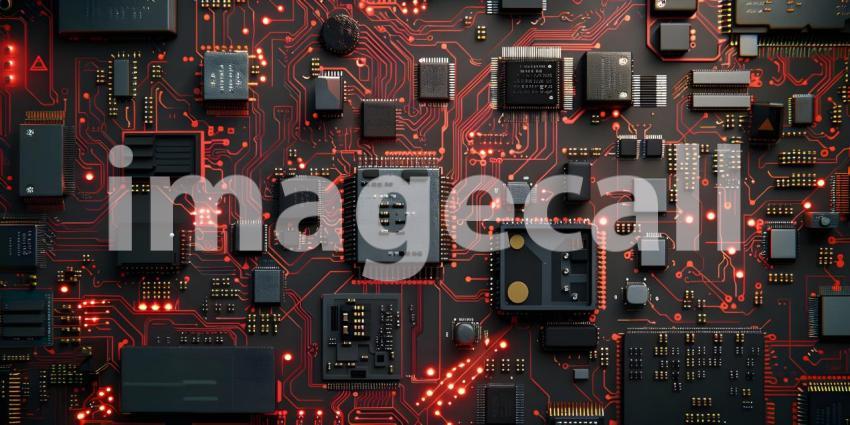 Electronic Circuit Board with Microchips and Processors background - Ai Generated