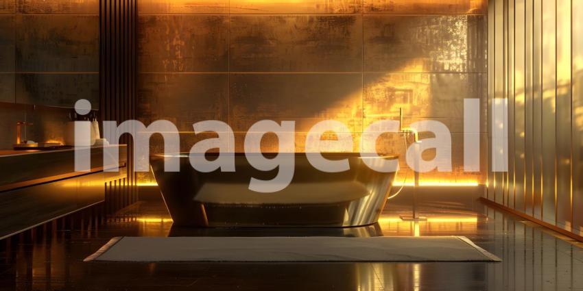 Elegant dark gold bathroom interior background - Ai Generated