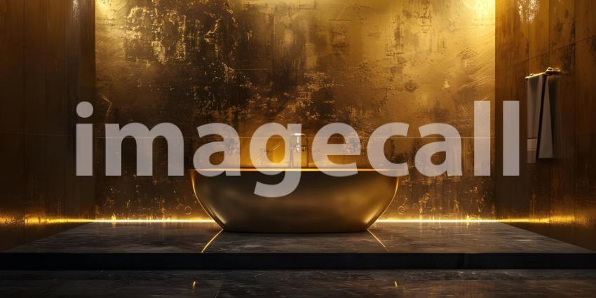 Elegant dark gold bathroom interior background - Ai Generated