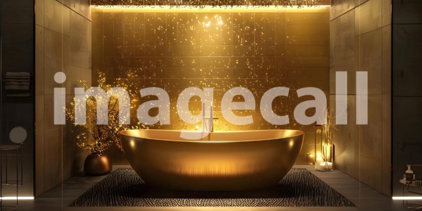 Elegant dark gold bathroom interior background - Ai Generated