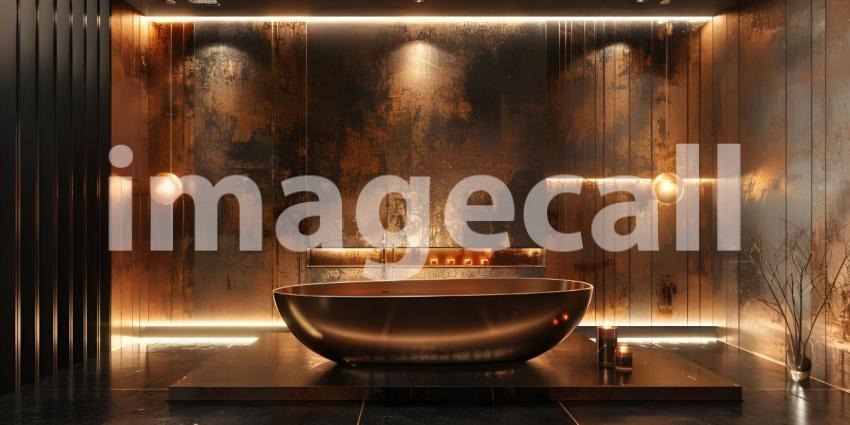 Elegant dark gold bathroom interior background - Ai Generated