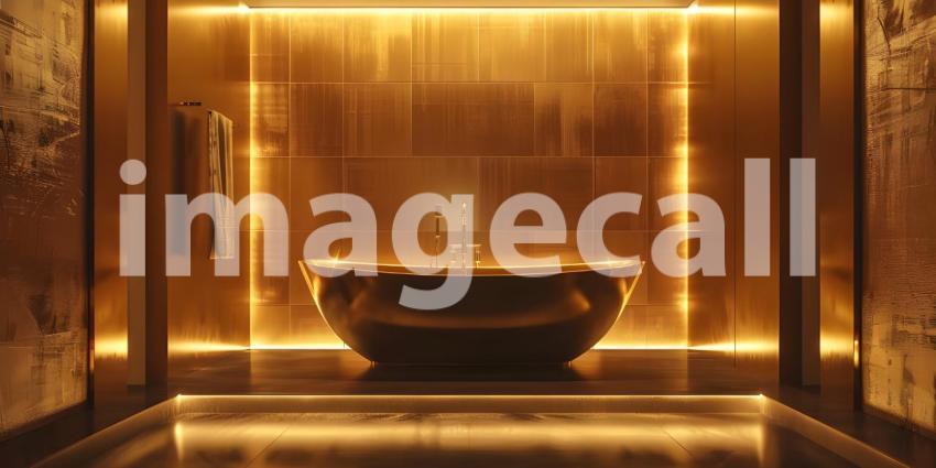 Elegant dark gold bathroom interior background - Ai Generated