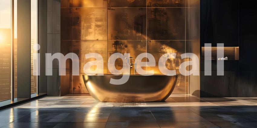 Elegant dark gold bathroom interior background - Ai Generated
