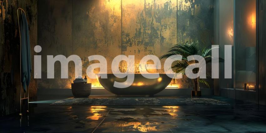 Elegant dark gold bathroom interior background - Ai Generated