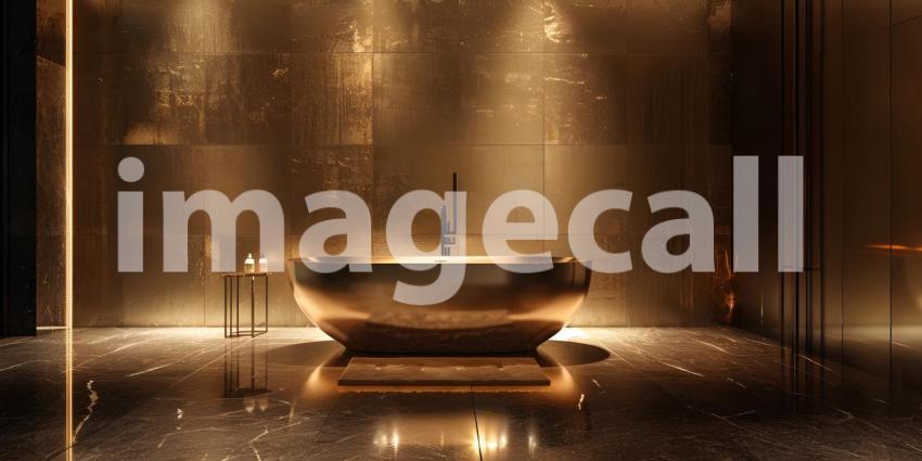 Elegant dark gold bathroom interior background - Ai Generated