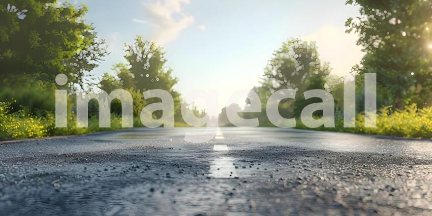 Empty asphalt road in a sunny day - Ai Generated