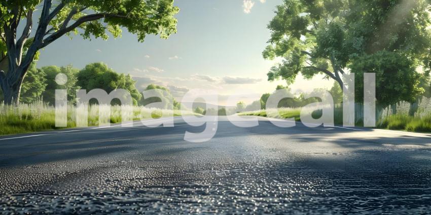 Empty asphalt road in a sunny day - Ai Generated