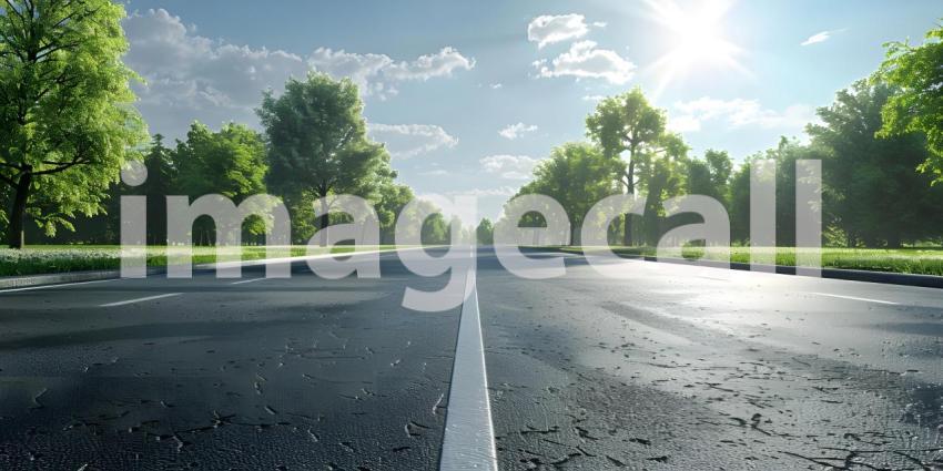 Empty asphalt road in a sunny day - Ai Generated