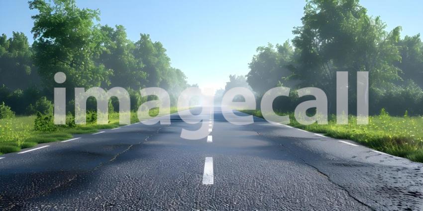 Empty asphalt road in a sunny day - Ai Generated