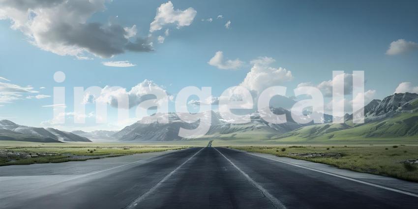 Empty asphalt road in a sunny day - Ai Generated