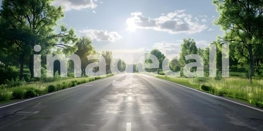 Empty asphalt road in a sunny day - Ai Generated