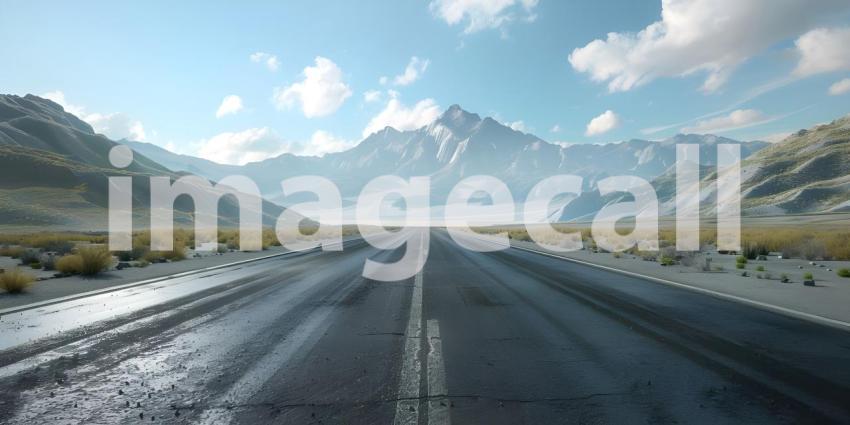 Empty asphalt road in a sunny day - Ai Generated