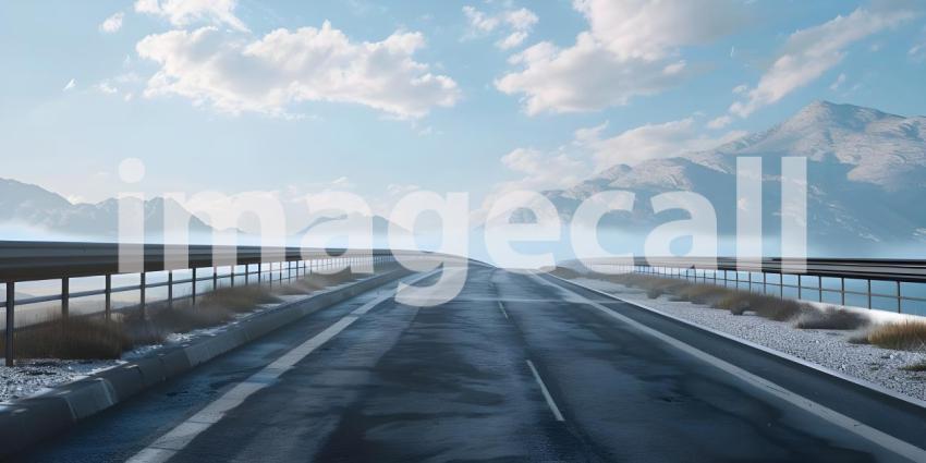 Empty asphalt road in a sunny day - Ai Generated