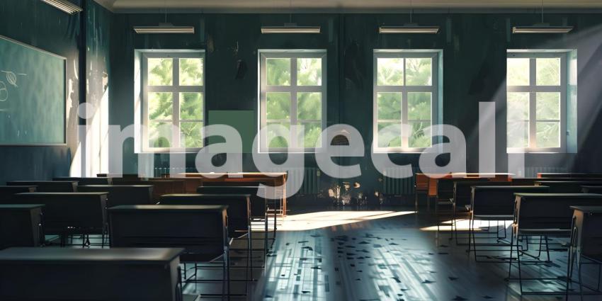 Empty Classroom of school background - Ai Generated
